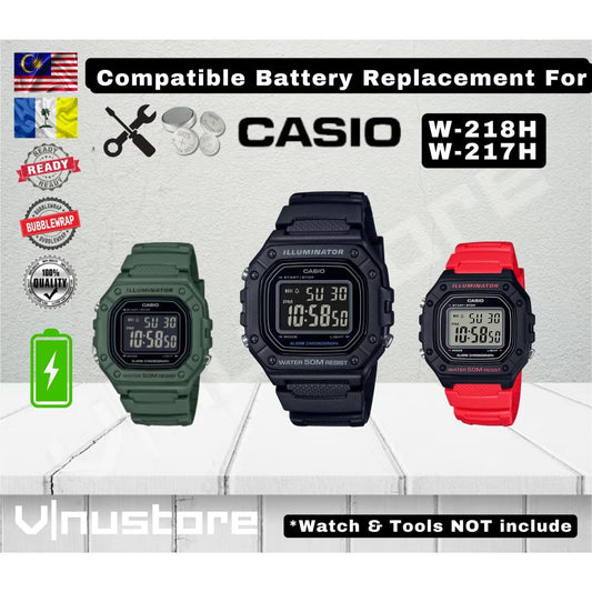 Battery Replacement For Casio W-218H W-217HM Series 7 year battery life