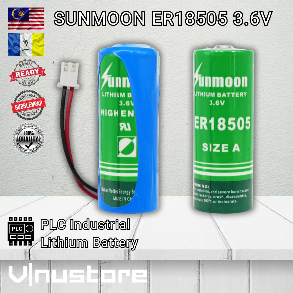 Sunmoon ER18505 18505 18500 lithium 3.6v 4000mAh Size A PLC powered battery PLUG Battries