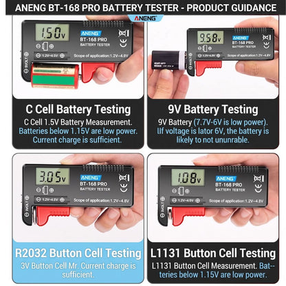 ANENG BT-168 PRO Universal Battery Tester Digital LCD & Analog Checker for AA AAA C D 9V Button Cell 18650