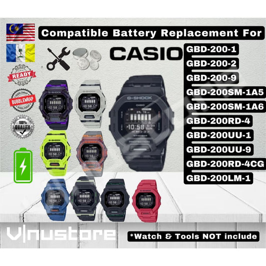 Battery For Casio G-Shock GBD-200 GBD-200-1 GBD-200-2 GBD-200-9 GBD-200SM-1A5 GBD-200SM-1A6 GBD-200RD-4  (Module 3506)