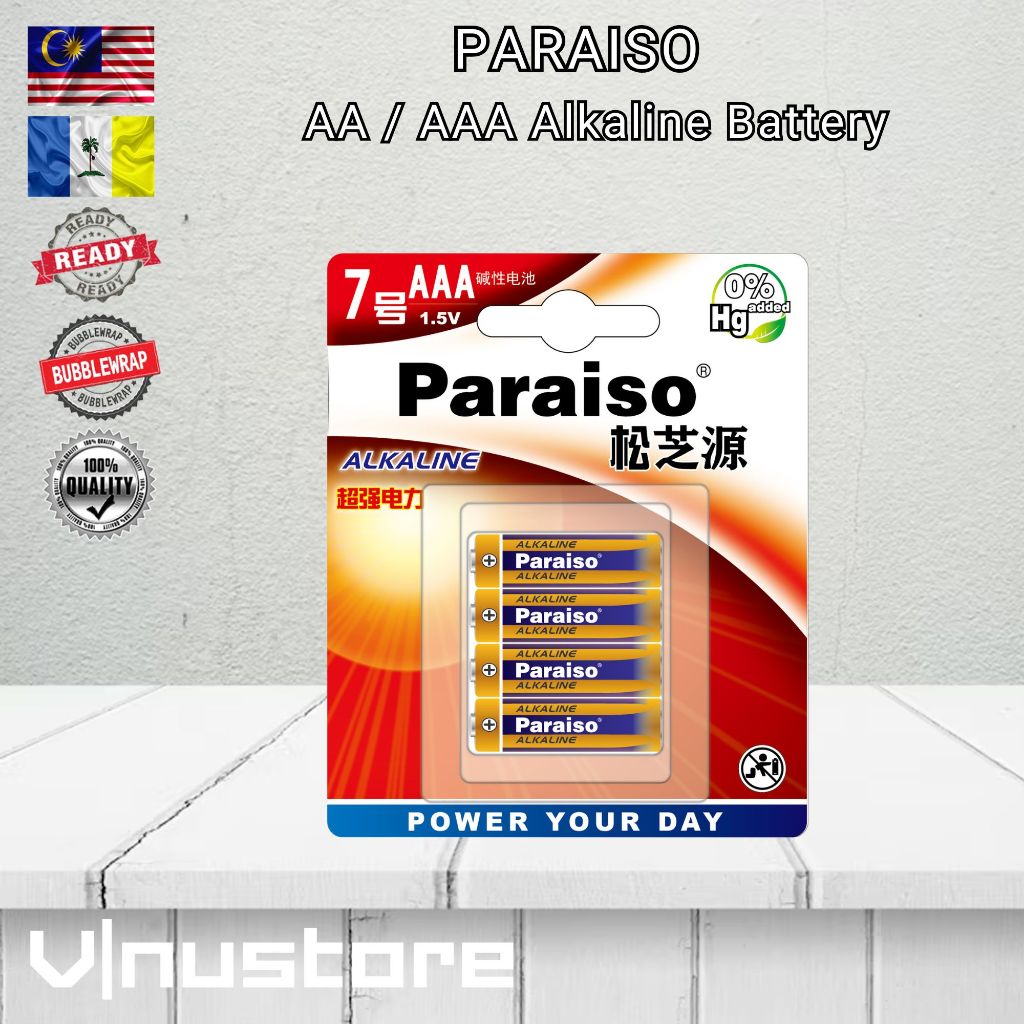 PARAISO Alkaline Battery AA / AAA 1.5V High Capacity Long Lasting Bateri Alkali (Pilih Saiz AA / AAA)