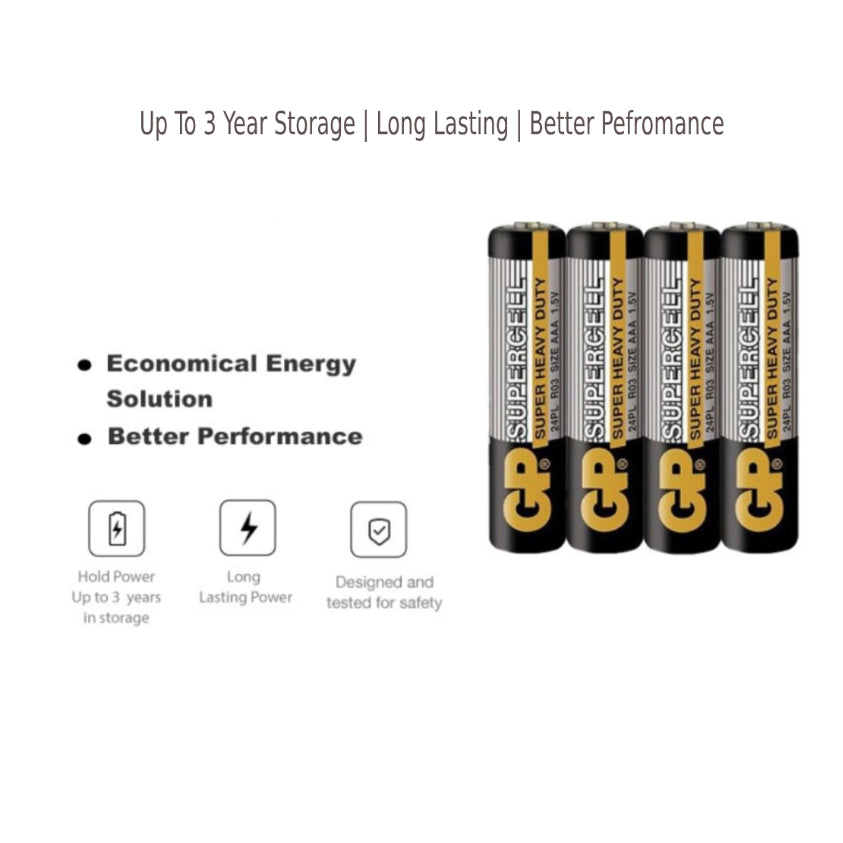 GP Supercell Super Heavy Duty Battery AA / AAA (1.5V Carbon Zinc)