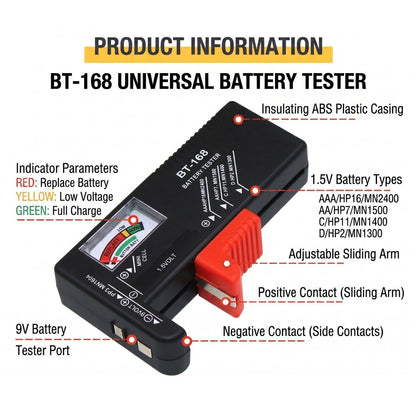 ANENG BT-168 PRO Universal Battery Tester Digital LCD & Analog Checker for AA AAA C D 9V Button Cell 18650