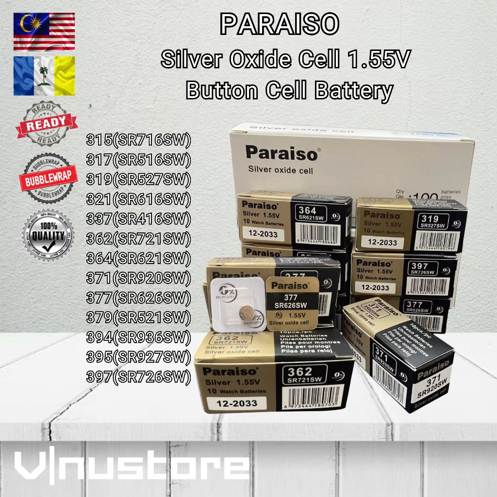 PARAISO 1.55V Silver Oxide Watch Battery SR626SW SR621SW SR920SW SR927SW SR521SW 377 364 371 395 379 Button Cell